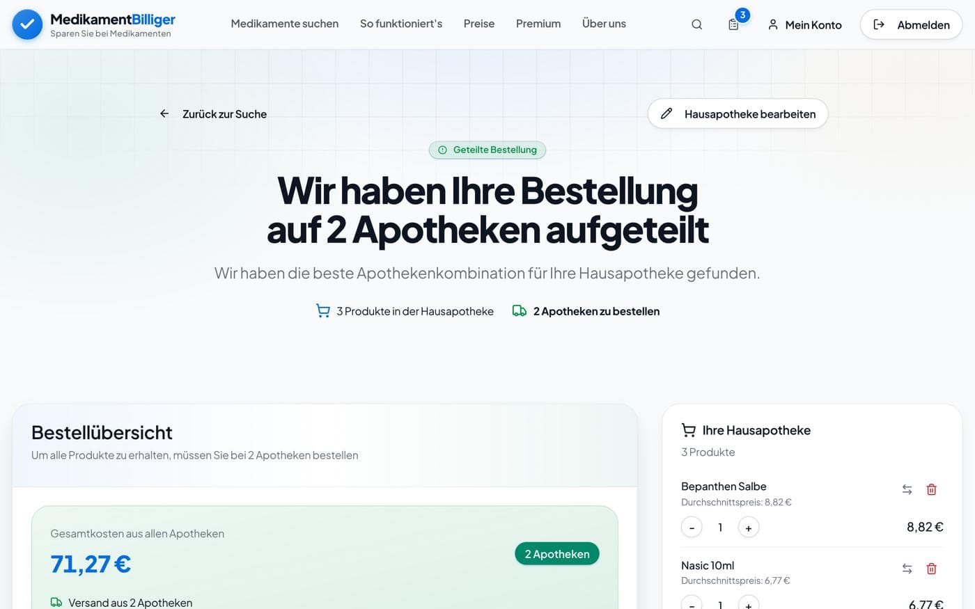Korb vergleichen